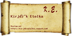 Kirják Etelka névjegykártya