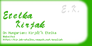 etelka kirjak business card